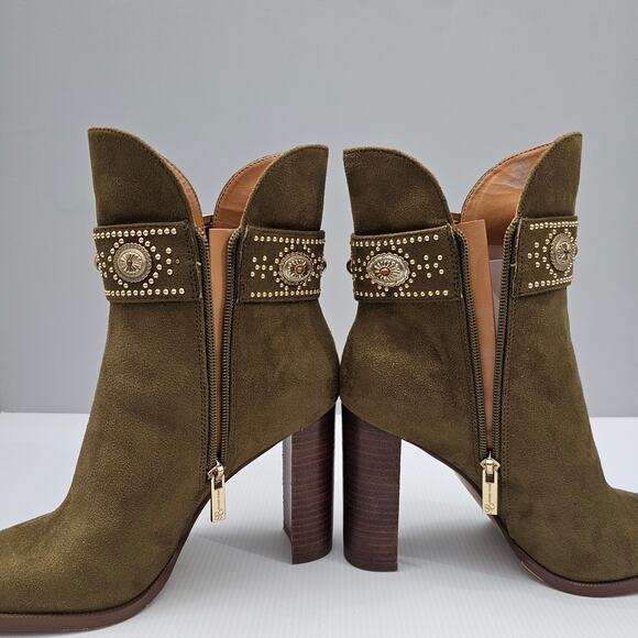 Jessica Simpson Finova Ankle Bootie Womens 8 Olive Green Buckle Western Heel - Picture 4 of 16